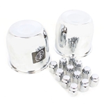 Two 4.25" Closed Center Caps and Twelve Chrome Trailer Wheel Lug Nuts - 425X2